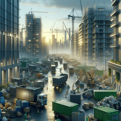 Contenedor marrón para residuos orgánicos con restos de comida y residuos biodegradables