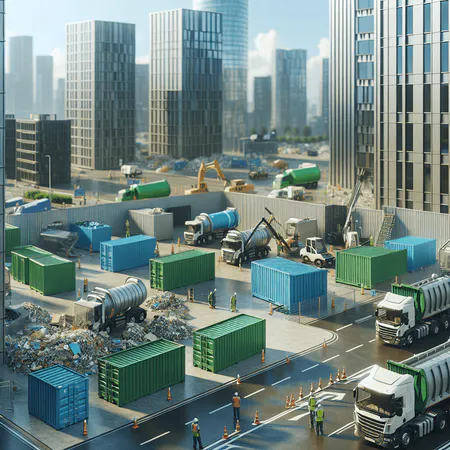 Comparativa de precios entre alquiler de contenedores y otros servicios de gestión de residuos con gráfico de costes y tipos de residuos.